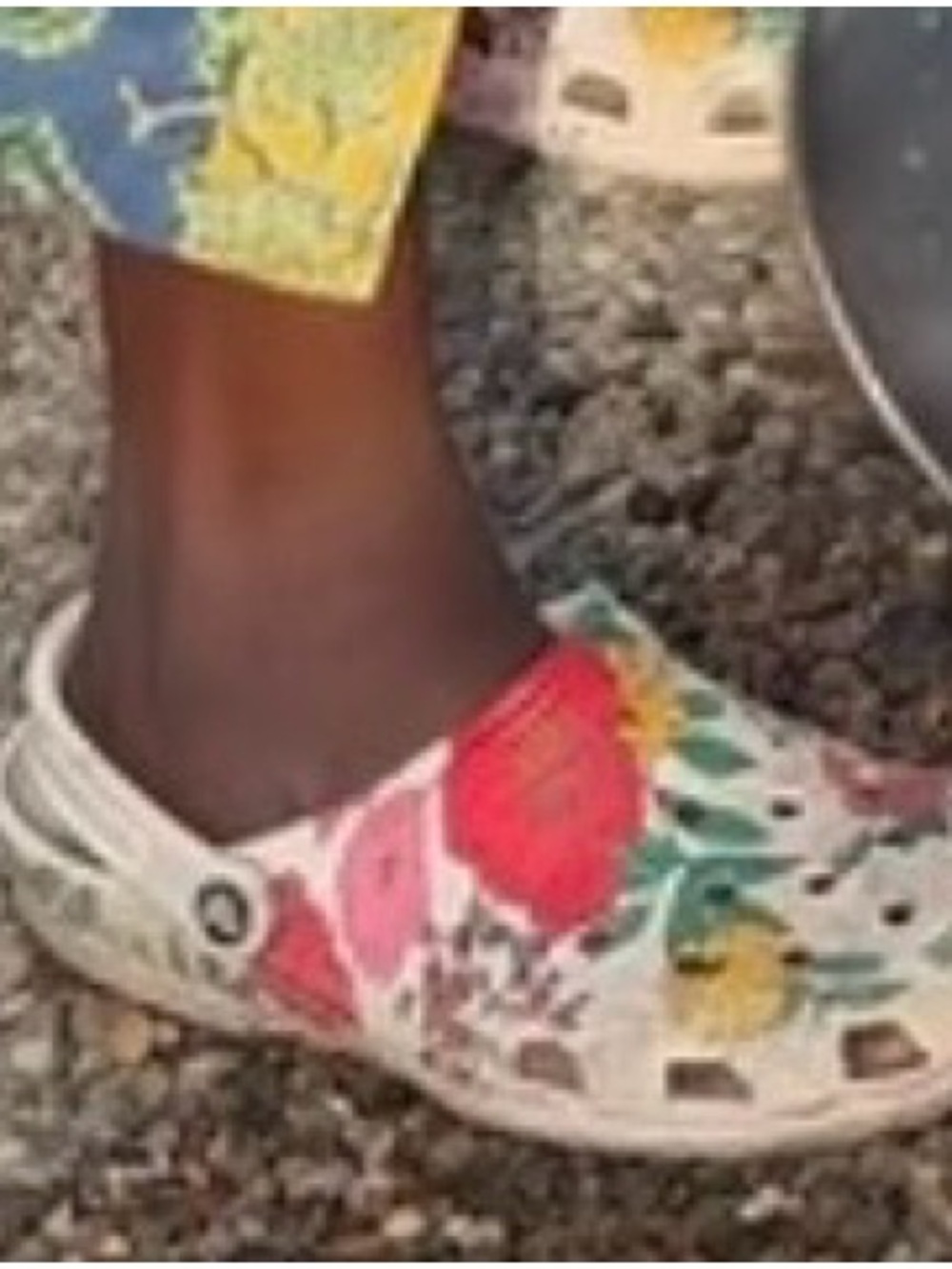 CROCS Floral Printed Sandal Clog - White with Green, Red, Yellow - Picture 5 of 5
